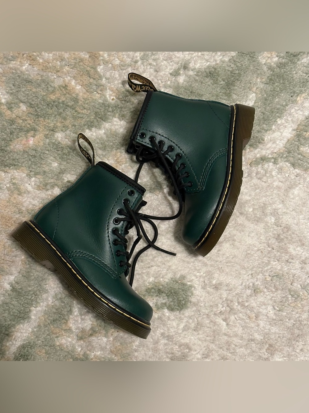 Dr. Martens Brooklee Dark Green Leather Lace-Up Zip Boots (US 7 / UK 6 / EU 23)